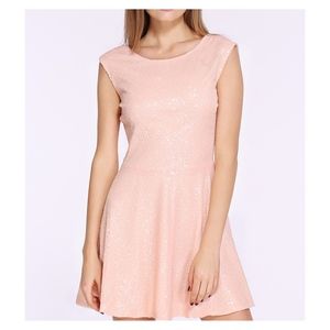 Blush Pink Sleeveless Backless Sequin Short Dress